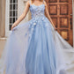 Andrea & Leo A1142 Floor Length Floral Applique A-Line Tulle Gown