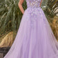 Andrea & Leo A1142 Floor Length Floral Applique A-Line Tulle Gown