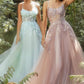 Andrea & Leo A1142 Floor Length Floral Applique A-Line Tulle Gown
