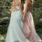 Andrea & Leo A1142 Floor Length Floral Applique A-Line Tulle Gown