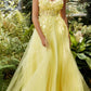 Andrea & Leo A1142 Floor Length Floral Applique A-Line Tulle Gown