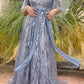 Andrea & Leo A1174 Shimmer Leaf Motif Ball Gown with Matching Shawl