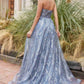 Andrea & Leo A1174 Shimmer Leaf Motif Ball Gown with Matching Shawl