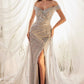 Andrea & Leo A1182 Floor Length Silver Siren Bead Gown with Overskirt