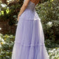 Andrea & Leo A1206 Long A-Line Garden Lace Halter Gown With Tier Skirt