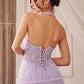 Andrea & Leo A1206 Long A-Line Garden Lace Halter Gown With Tier Skirt