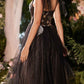 Andrea & Leo A1227 Black Tea Length A-Line Tulle Dress