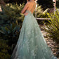 Andrea & Leo A1248 Long Lace Embellished Tulle Skirt A-Line Dress