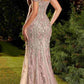 CLEARANCE - Andrea & Leo A1257 Long Off the Shoulder Dusty Mauve Gown (Size 4)