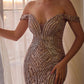 CLEARANCE - Andrea & Leo A1257 Long Off the Shoulder Dusty Mauve Gown (Size 4)