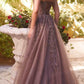Andrea & Leo A1261 Long Lace Embellished A-Line Layered Tulle Gown
