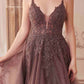 Andrea & Leo A1261 Long Lace Embellished A-Line Layered Tulle Gown