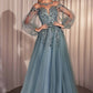 Andrea & Leo A1263 Long Sleeve A-Line Tulle & Lace Gown