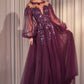 Andrea & Leo A1263 Long Sleeve A-Line Tulle & Lace Gown