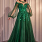 Andrea & Leo A1263 Long Sleeve A-Line Tulle & Lace Gown