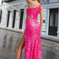 Nox Anabel A1307 Long One Shoulder Side Cut-Out Sequin Gown