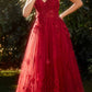 Andrea & Leo A1326 Long Tulle A-Line Floral Applique Gown