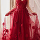Andrea & Leo A1326 Long Tulle A-Line Floral Applique Gown