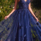 Andrea & Leo A1326 Long Tulle A-Line Floral Applique Gown