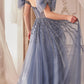Andrea & Leo A1338 Long Strapless Beaded Gown with Bow Arm Bands
