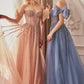 Andrea & Leo A1338 Long Strapless Beaded Gown with Bow Arm Bands