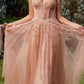 Andrea & Leo A1338 Long Strapless Beaded Gown with Bow Arm Bands