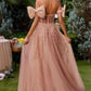 Andrea & Leo A1338 Long Strapless Beaded Gown with Bow Arm Bands