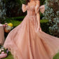 Andrea & Leo A1338 Long Strapless Beaded Gown with Bow Arm Bands
