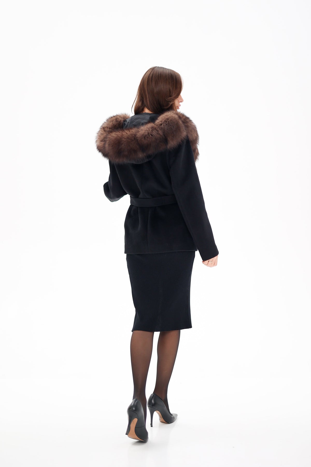 Alaska Outerwear Company virgin wool coat with genuine polar fox fur hood