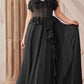 Andrea & Leo A1341 Long Strapless Chiffon Ruffle A-Line Dress
