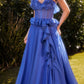 Andrea & Leo A1341 Long Strapless Chiffon Ruffle A-Line Dress