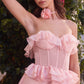 Andrea & Leo A1341 Long Strapless Chiffon Ruffle A-Line Dress