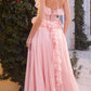 Andrea & Leo A1341 Long Strapless Chiffon Ruffle A-Line Dress