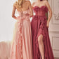 Andrea & Leo A1341 Long Strapless Chiffon Ruffle A-Line Dress