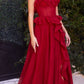 Andrea & Leo A1341 Long Strapless Chiffon Ruffle A-Line Dress