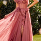 Andrea & Leo A1341 Long Strapless Chiffon Ruffle A-Line Dress