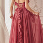 Andrea & Leo A1341 Long Strapless Chiffon Ruffle A-Line Dress