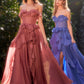 Andrea & Leo A1341 Long Strapless Chiffon Ruffle A-Line Dress