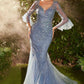 Andrea & Leo A1342 Fitted Lace Mermaid Gown With Trumpet Sleeve