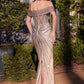 Andrea & Leo A1353 Dress Off The Shoulder Beaded Gold-Silver Gown