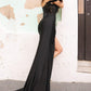 Nox Anabel A1373 Long Off the Shoulder Embroidered Bodice Satin Gown