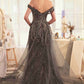 Andrea & Leo A1375 Dress Off The Shoulder Beaded Gown & Overskirt