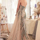 Andrea & Leo A1376 Dress One Shoulder Fitted Embellished Gown & Overskirt