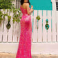 Nox Anabel A1377 Long One Shoulder Fitted Slit Sequin Gown