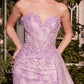 Andrea & Leo A1379 Floral Motif Strapless Fitted Gown