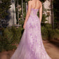 Andrea & Leo A1379 Floral Motif Strapless Fitted Gown
