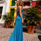 Nox Anabel A1384 Long Corset Boned Bodice V-Neck Fitted Gown