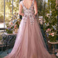 Andrea & Leo A1401 Dress Sequin Bouquet V-Neck Gown