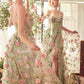 Andrea & Leo A1420 Dress Sage Floral Print Layered A-Line Gown