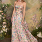 Andrea & Leo A1425 Long A-Line Strapless Corset Bodice Floral Print Gown